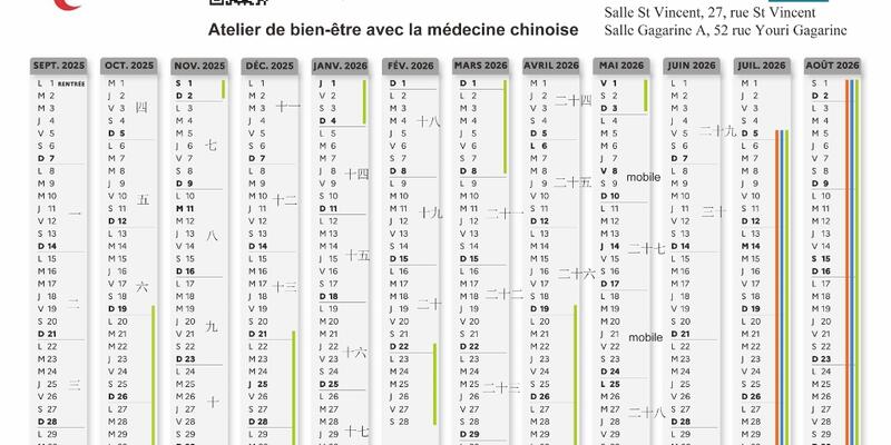 Illustration pour l'actualité Calendrier des cours de chinois: enfants et adultes