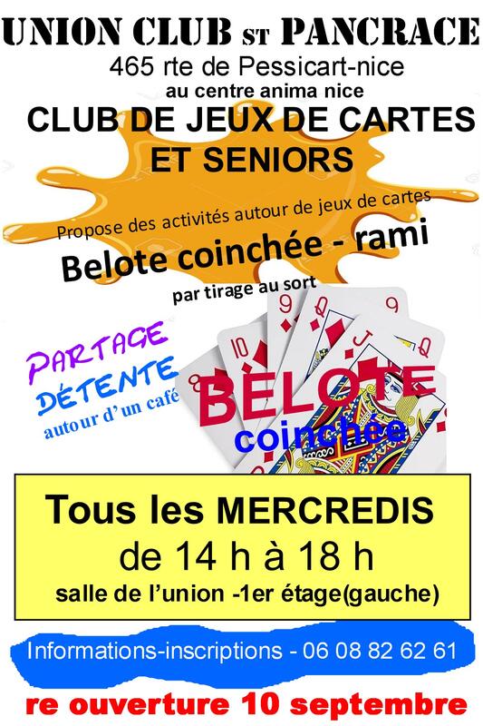Illustration pour l’événement UNION CLUB ST PANCRACE carte "belote contrée" et seniors