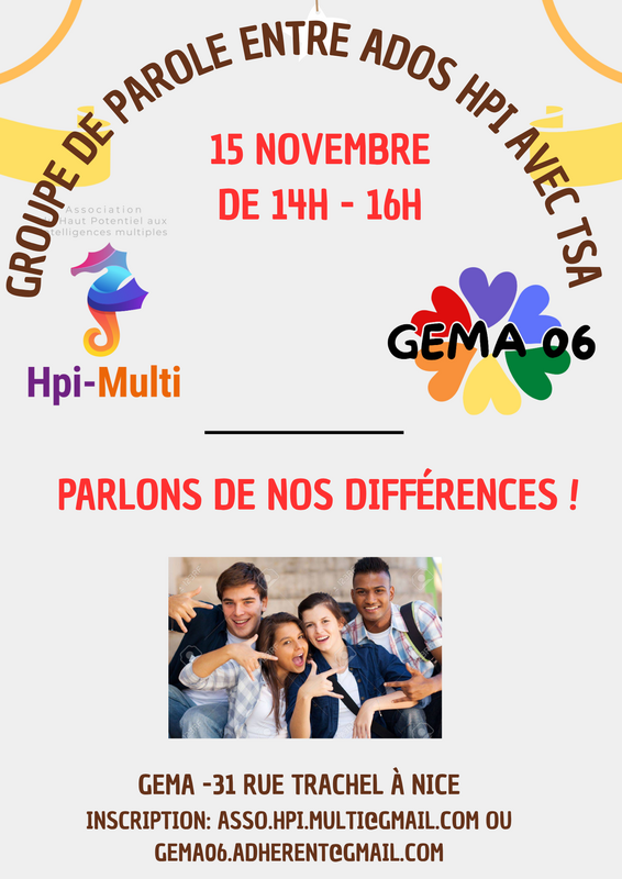 Illustration pour l’événement GROUPE DE PAROLE D'ADOS AUTISTES AVEC OU SANS HPI
